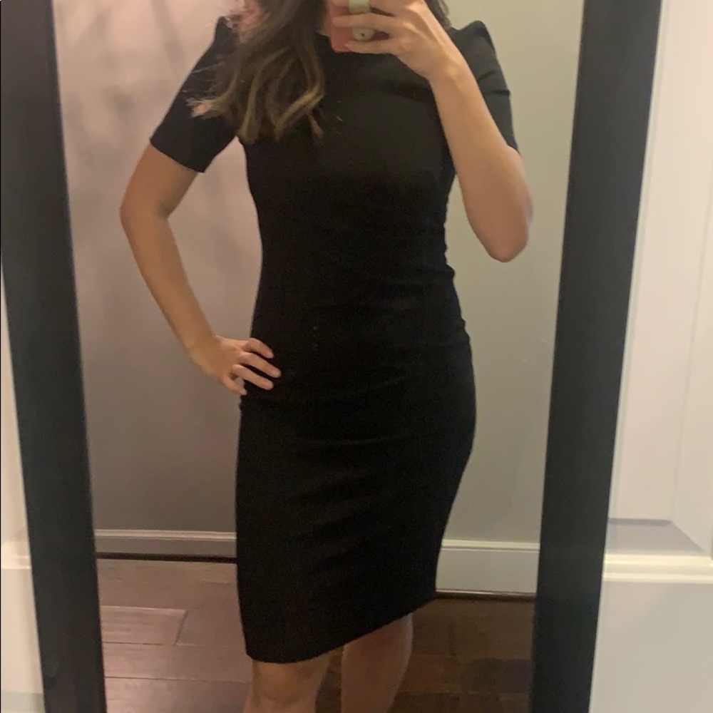 Zara midi black short sleeve shift dress